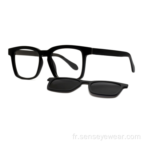 Clip polarisé UV400 magnétique carré TR90 sur les lunettes de soleil